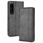 For Sony Xperia 1 IV Magnetic Buckle Retro Texture Leather Phone Case(Black) - 1