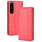 For Sony Xperia 1 IV Magnetic Buckle Retro Texture Leather Phone Case(Red) - 1