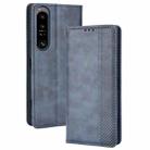 For Sony Xperia 1 IV Magnetic Buckle Retro Texture Leather Phone Case(Blue) - 1