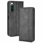 For Sony Xperia 10 IV Magnetic Buckle Retro Texture Leather Phone Case(Black) - 1
