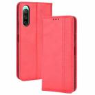 For Sony Xperia 10 IV Magnetic Buckle Retro Texture Leather Phone Case(Red) - 1