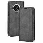 For Sharp Aquos R7 Magnetic Buckle Retro Texture Leather Phone Case(Black) - 1