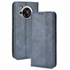 For Sharp Aquos R7 Magnetic Buckle Retro Texture Leather Phone Case(Blue) - 1