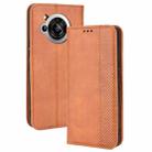 For Sharp Aquos R7 Magnetic Buckle Retro Texture Leather Phone Case(Brown) - 1