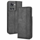 For OnePlus Ace 5G / 10R Magnetic Buckle Retro Texture Leather Phone Case(Black) - 1
