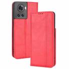 For OnePlus Ace 5G / 10R Magnetic Buckle Retro Texture Leather Phone Case(Red) - 1
