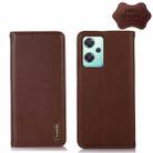For OnePlus Nord CE 2 Lite 5G KHAZNEH Nappa Top Layer Cowhide Leather Phone Case(Brown) - 1