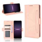 For Sony Xperia 1 IV Skin Feel Calf Texture Card Slots Leather Phone Case(Pink) - 1