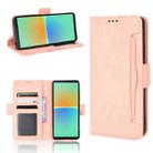 For Sony Xperia 10 IV Skin Feel Calf Texture Card Slots Leather Phone Case(Pink) - 1