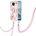 For Nokia G20 / G10 Splicing Marble Flower Pattern TPU Phone Case with Lanyard(Pink Flower) - 1