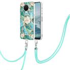 For Nokia G20 / G10 Splicing Marble Flower Pattern TPU Phone Case with Lanyard(Blue Flower) - 1