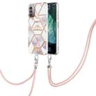 For Nokia G21 / G11 Splicing Marble Flower Pattern TPU Phone Case with Lanyard(Imperial Crown) - 1