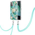 For Nokia G21 / G11 Splicing Marble Flower Pattern TPU Phone Case with Lanyard(Blue Flower) - 1