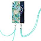 For OPPO Realme 9 Pro 5G Splicing Marble Flower Pattern TPU Phone Case with Lanyard(Blue Flower) - 1