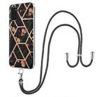 For Samsung Galaxy A03s EU Version Splicing Marble Flower Pattern TPU Phone Case with Lanyard(Black Flower) - 1