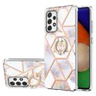 For Samsung Galaxy A13 4G Splicing Marble Flower Pattern TPU Ring Holder Case(Imperial Crown) - 1