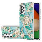 For Samsung Galaxy A23 5G / 4G Splicing Marble Flower Pattern TPU Ring Holder Case(Blue Flower) - 1