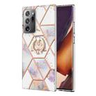 For Samsung Galaxy Note20 Ultra Splicing Marble Flower Pattern TPU Ring Holder Case(Imperial Crown) - 1