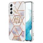 For Samsung Galaxy S22+ 5G Splicing Marble Flower Pattern TPU Ring Holder Case(Imperial Crown) - 1