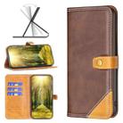 For Xiaomi Poco X3 Color Matching Double Sewing Thread Leather Phone Case(Brown) - 1