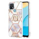 For OPPO A15 / A15s Splicing Marble Flower Pattern TPU Ring Holder Case(Imperial Crown) - 1