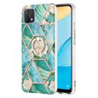 For OPPO A15 / A15s Splicing Marble Flower Pattern TPU Ring Holder Case(Blue Flower) - 1