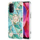 For OPPO A74 5G / A93 5G / A54 5G Splicing Marble Flower Pattern TPU Ring Holder Case(Blue Flower) - 1