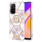 For OPPO A94 5G / A95 5G Splicing Marble Flower Pattern TPU Ring Holder Case(Imperial Crown) - 1