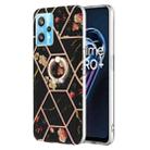 For OPPO Realme 9 Pro+ 5G Splicing Marble Flower Pattern TPU Ring Holder Case(Black Flower) - 1