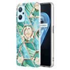 For OPPO Realme 9i / A36 / A96 4G Splicing Marble Flower Pattern TPU Ring Holder Case(Blue Flower) - 1