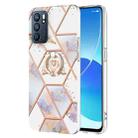 For OPPO Reno6 5G Splicing Marble Flower Pattern TPU Ring Holder Case(Imperial Crown) - 1