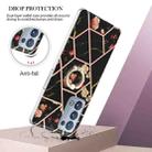 For OPPO Reno6 Pro+ 5G / Reno6 Pro Splicing Marble Flower Pattern TPU Ring Holder Case(Black Flower) - 2
