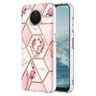 For Nokia G20 / G10 Splicing Marble Flower Pattern TPU Ring Holder Case(Pink Flower) - 1