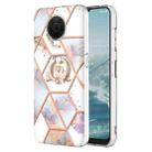 For Nokia G20 / G10 Splicing Marble Flower Pattern TPU Ring Holder Case(Imperial Crown) - 1