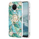 For Nokia G20 / G10 Splicing Marble Flower Pattern TPU Ring Holder Case(Blue Flower) - 1