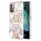 For Nokia G21 / G11 Splicing Marble Flower Pattern TPU Ring Holder Case(Imperial Crown) - 1