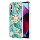 For Motorola Moto G Stylus 2022 4G Splicing Marble Flower Pattern TPU Ring Holder Case(Blue Flower) - 1