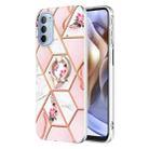 For Motorola Moto G31 / G41 Splicing Marble Flower Pattern TPU Ring Holder Case(Pink Flower) - 1