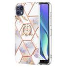 For Motorola Moto G50 5G Splicing Marble Flower Pattern TPU Ring Holder Case(Imperial Crown) - 1