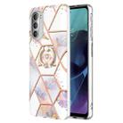 For Motorola Moto G51 5G Splicing Marble Flower Pattern TPU Ring Holder Case(Imperial Crown) - 1