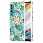 For Motorola Moto G60 / G40 Fusion Splicing Marble Flower Pattern TPU Ring Holder Case(Blue Flower) - 1