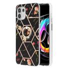 For Motorola Edge 20 Lite Splicing Marble Flower Pattern TPU Ring Holder Case(Black Flower) - 1