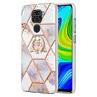 For Xiaomi Redmi Note 9 / 10X 4G Splicing Marble Flower Pattern TPU Ring Holder Case(Imperial Crown) - 1