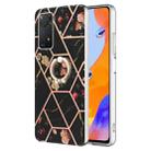 For Xiaomi Redmi Note 11 Pro 5G / 4G Foreign Splicing Marble Flower Pattern TPU Ring Holder Case(Black Flower) - 1