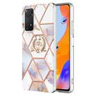 For Xiaomi Redmi Note 11 Pro 5G / 4G Foreign Splicing Marble Flower Pattern TPU Ring Holder Case(Imperial Crown) - 1