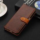 KHAZNEH Dual-color Cowhide Texture Flip Leather Phone Case For iPhone 14 Pro(Brown) - 2