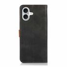 KHAZNEH Dual-color Cowhide Texture Flip Leather Phone Case For iPhone 15(Black) - 3
