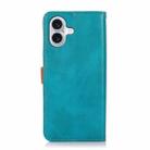KHAZNEH Dual-color Cowhide Texture Flip Leather Phone Case For iPhone 15(Blue) - 3