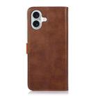 KHAZNEH Dual-color Cowhide Texture Flip Leather Phone Case For iPhone 15(Brown) - 3