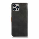 KHAZNEH Dual-color Cowhide Texture Flip Leather Phone Case For iPhone 16 Pro(Black) - 3